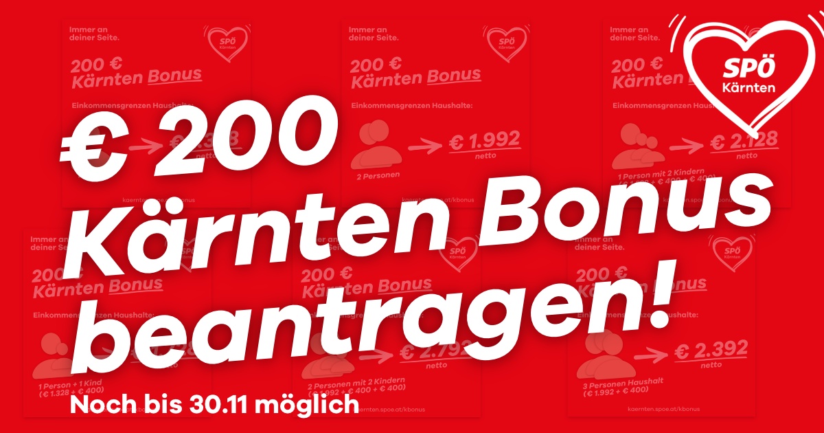 200 &euro; K&auml;rnten Bonus beantragen &ndash; noch bis zum 30. November m&ouml;glich